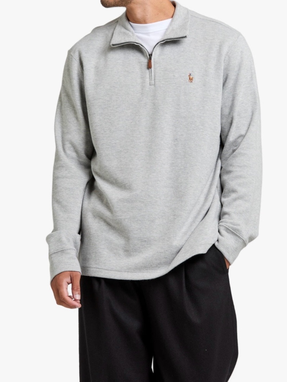 Polo Ralph Lauren Estate Rib Quarter-Zip Pullover Gray Men’s M